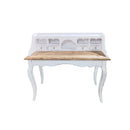 ESCRITORIO DE MADERA EN BLANCO Y TOPE EN ACABADO NATURAL