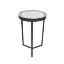 ***MESA LATERAL NEGRA CON TOPE DE VIDRIO TRANSPATENTE