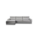 SOFA SECCIONAL ESTACIONARIO CON FRENTE DE PIEL BEIGE