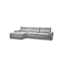 SOFA SECCIONAL ESTACIONARIO CON FRENTE DE PIEL BEIGE
