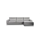 SOFA SECCIONAL ESTACIONARIO CON FRENTE DE PIEL BEIGE