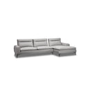 SOFA SECCIONAL ESTACIONARIO CON FRENTE DE PIEL BEIGE