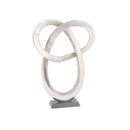 ESCULTURA DE ALUMINIO NÍQUEL BRUTO, BASE BRONCE