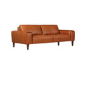 SOFA ESTACIONARIO DE DOS ASIENTOS CON FRENTE DE PIEL CAMEL