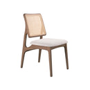 SILLA DE COMEDOR ACABADO DE MADERA TELA BEIGE Y PAJILLA HS503