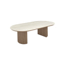 MESA DE COMEDOR CON TOPE DE CERAMICA Y BASE ACABADO DE MADERA