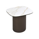MESA LATERAL TOPE DE CERAMICA Y BASE COLOR CAFE