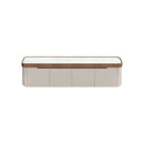 MESA DE TV CON TOPE DE CERAMICA Y BASE BEIGE
