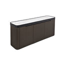 BUFETERA TOPE DE CERAMICA Y MARCO ACABADO MADERA NEGRA CON GAVETAS CAFE