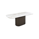 MESA DE COMEDOR DE CON TOPE DE CERAMICA Y BASE COLOR CAFE