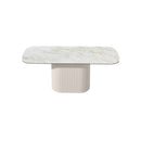 MESA DE COMEDOR DE CON TOPE DE CERAMICA Y BASE BEIGE