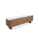 MESA DE TV ACABADO DE MADERA Y TOPE ESTILO CERAMICA