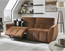 SOFA RECLINABLE ELECTRICO DE TRES ASIENTOS EN TELA MARRON