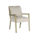 SILLA DE COMEDOR EN TELA BEIGE ACABADO DE MADERA Y CUERDA