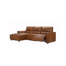 SOFA SECCIONAL RECLINABLE ALPINE CON FRENTE DE PIEL CAMEL