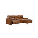 SOFA SECCIONAL RECLINABLE ALPINE CON FRENTE DE PIEL CAMEL
