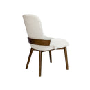 SILLA DE COMEDOR EN TELA BLANCA Y PATAS MARRONES