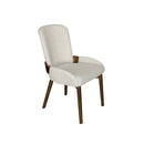 SILLA DE COMEDOR EN TELA BLANCA Y PATAS MARRONES