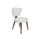 SILLA DE COMEDOR EN TELA BLANCA Y PATAS ACABADO DE MADERA