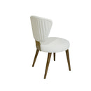 SILLA DE COMEDOR EN TELA BLANCA Y PATAS ACABADO DE MADERA