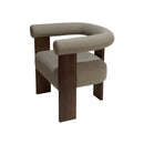 SILLA DE COMEDOR EN TELA GRIS Y PATAS MARRONES
