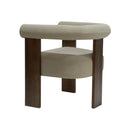 SILLA DE COMEDOR EN TELA GRIS Y PATAS MARRONES