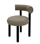 SILLA DE COMEDOR EN TELA GRIS Y PATAS NEGRAS