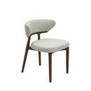 SILLA DE COMEDOR EN TELA BEIGE Y PATAS ACABADO DE MADERA