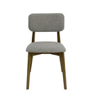 SILLA DE COMEDOR EN TELA GRIS Y PATAS MARRONES