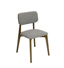 SILLA DE COMEDOR EN TELA GRIS Y PATAS MARRONES