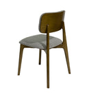 SILLA DE COMEDOR EN TELA GRIS Y PATAS MARRONES