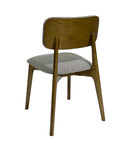 SILLA DE COMEDOR EN TELA GRIS Y PATAS MARRONES