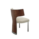 SILLA DE COMEDOR EN TELA BEIGE Y BASE ACABADO DE MADERA