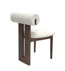 SILLA DE COMEDOR EN TELA BLANCA Y PATAS MARRONES