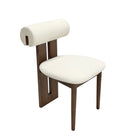 SILLA DE COMEDOR EN TELA BLANCA Y PATAS MARRONES