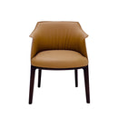 SILLA DE COMEDOR CON FRENTE DE PIEL MARRON Y PATAS MARRONES