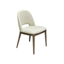 SILLA DE COMEDOR EN TELA BEIGE Y PATAS ACABADO DE MADERA