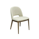 SILLA DE COMEDOR EN TELA BEIGE Y PATAS ACABADO DE MADERA