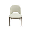 SILLA DE COMEDOR EN TELA BEIGE Y PATAS ACABADO DE MADERA