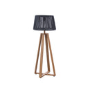 LAMPARA DE EXTERIOR EN CUERDA NEGRA Y BASE MADERA TECA