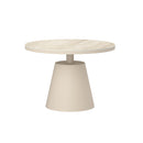 MESA LATERAL DE EXTERIOR CREMA CON TOPE ESTILO MARMOL