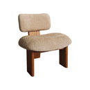 BUTACA ESTACIONARIA EN TELA BEIGE Y ACABADO DE MADERA