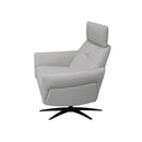 BUTACA RECLINABLE ELECTRICA CON FRENTE DE PIEL GRIS Y PATAS CROMADAS