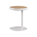 MESA DE CENTRO DE EXTERIOR BLANCA CON TOPE ACABADO DE MADERA
