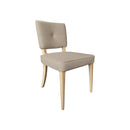 SILLA DE COMEDOR EN TELA BEIGE Y PATAS ACABADO DE MADERA
