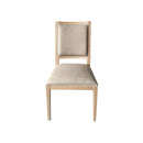 SILLA DE COMEDOR EN TELA BEIGE Y PATAS ACABADO DE MADERA