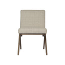SILLA DE COMEDOR EN TELA BEIGE Y ACABADO DE MADERA