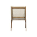 SILLA DE COMEDOR EN TELA BEIGE Y ACABADO DE MADERA