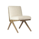 SILLA DE COMEDOR EN TELA BEIGE Y ACABADO DE MADERA
