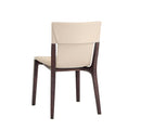 SILLA DE COMEDOR CON FRENTE DE PIEL BEIGE Y ACABADO DE MADERA